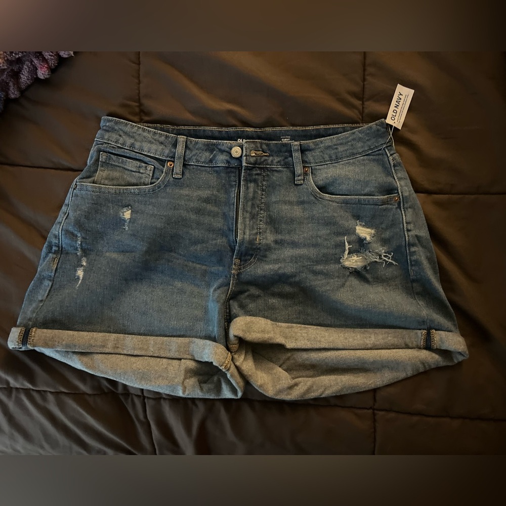 Old Navy Blue Jean Shorts Distressed Mid-Thigh